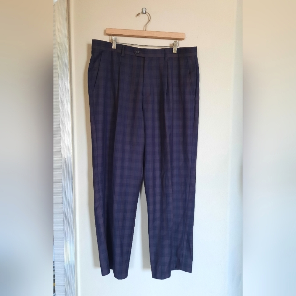 Studio Ferera Men's Subtle Plaid Checkered Trousers 70s Vintage Vtg Office